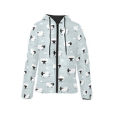 Sheep polka dot cloud pattern Women's Padded Hooded Jacket