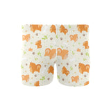 Cute brown pomeranian paw leave bone pattern Men's Swimming Trunks