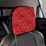 Gold dragons red background Car Headrest Cover