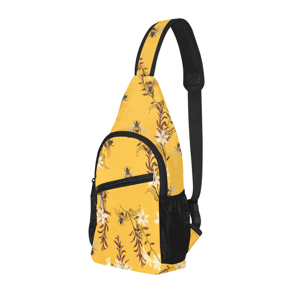 Bee flower pattern All Over Print Chest Bag