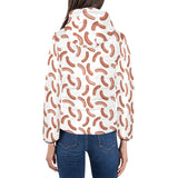 Sausage Pattern Print Design 04 Women's Padded Hooded Jacket
