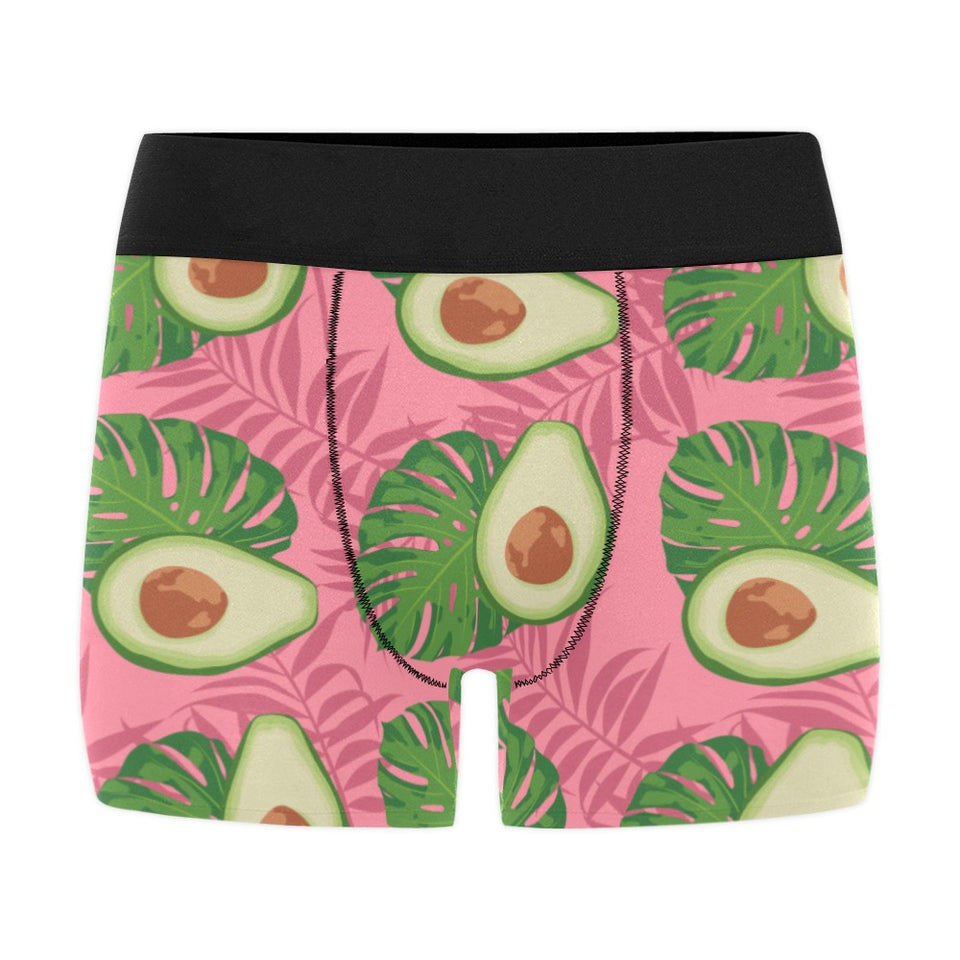 Avocado slices leaves pink back ground Men's All Over Print Boxer Briefs Men's Underwear