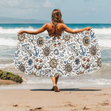 Cute nautical steering wheel anchor pattern Beach Towel