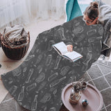 Beer hand drawn pattern Blanket Robe with Sleeves