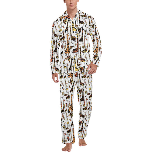 Giraffe Pattern Print Design 05 Men's Long Pajama Set