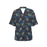 Beautiful peacock feather pattern Women's All Over Print Hawaiian Shirt