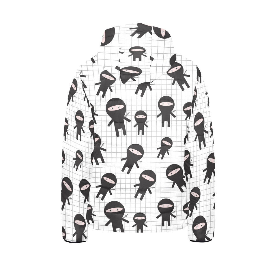 Ninja pattern plaid background Kids' Boys' Girls' Padded Hooded Jacket