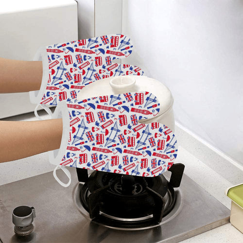 British Pattern Print Design 01 Heat Resistant Oven Mitts