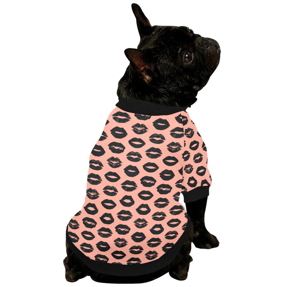 Lips Pattern Print Design 02 All Over Print Pet Dog Round Neck Fuzzy Shirt