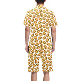 Hamburger Pattern Print Design 03 Men's V-Neck Short Pajama Set