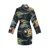 Bowling balls flame pattern Women's Long Sleeve Belted Night Robe