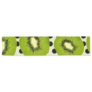 kiwi black dot background Table Runner
