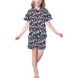 Deers Winter Christmas pattern Kids' Boys' Girls' V-Neck Short Pajama Set