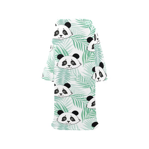 Panda pattern tropical leaves background Blanket Robe with Sleeves