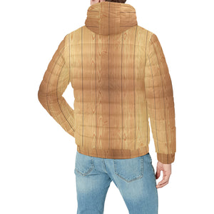 Wood Printed Pattern Print Design 05 Men's Padded Hooded Jacket
