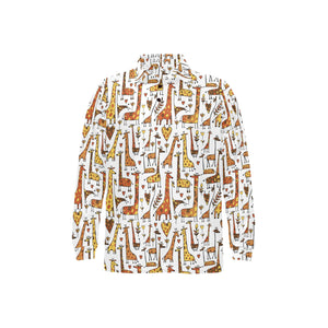 Giraffe Pattern Print Design 04 Men's Long Sleeve Polo Shirt