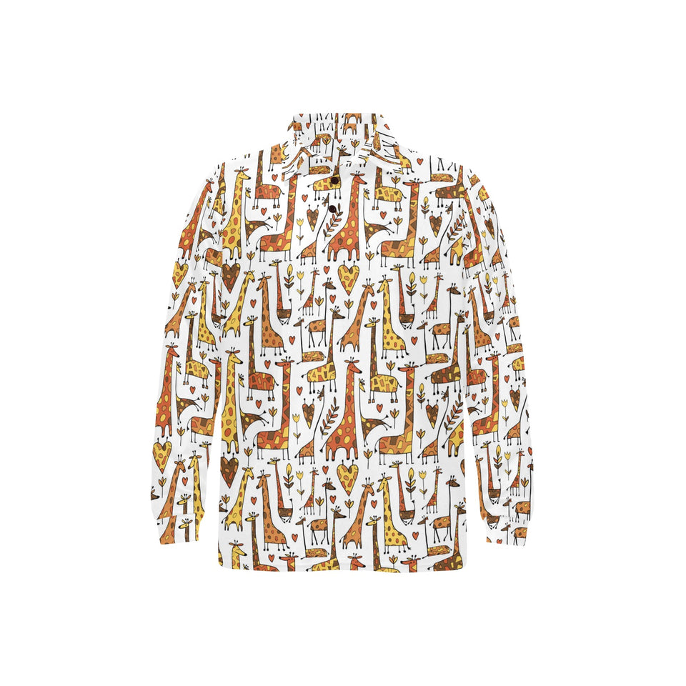 Giraffe Pattern Print Design 04 Men's Long Sleeve Polo Shirt