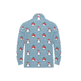 Cute penguin christmas snow pattern Men's Long Sleeve Polo Shirt