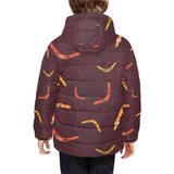 Boomerang Australian aboriginal ornament circle bl Kids' Boys' Girls' Padded Hooded Jacket