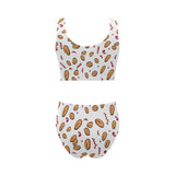 peanuts pattern background Chest Bowknot High Waisted Bikini Swimsuit