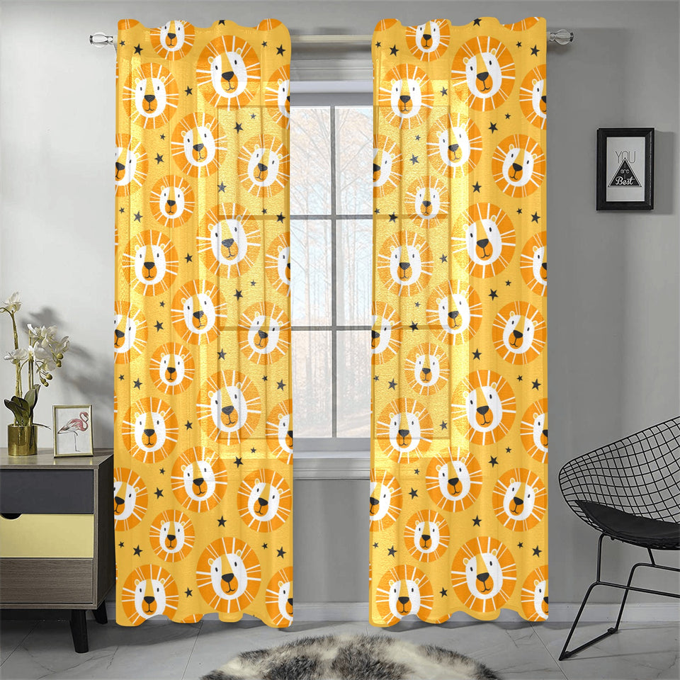 Lion Pattern Print Design 03 Gauze Curtain