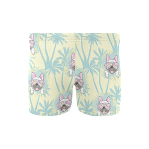 French bulldog hawaii blackground Men's Swimming Trunks