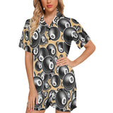 Billiard Ball Pattern Print Design 04 Women's V-Neck Short Pajama Set