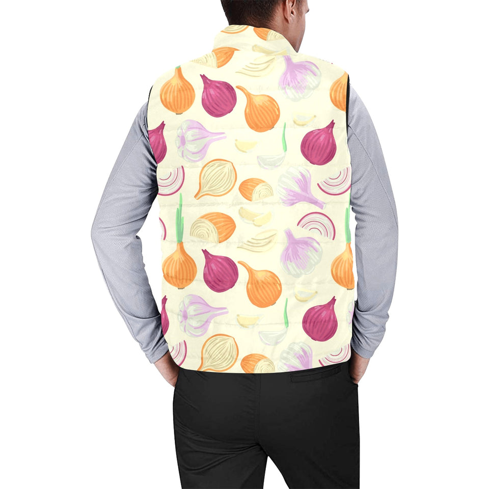 Onion garlic white red pattern Men's Padded Vest