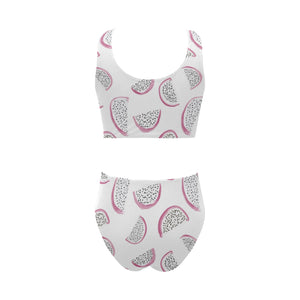 dragon fruit pattern Chest Bowknot High Waisted Bikini Swimsuit