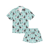 poodle dog green background Kids' Boys' Girls' V-Neck Short Pajama Set