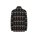 Deer Christmas new year pattern argyle Women's Long Sleeve Polo Shirt