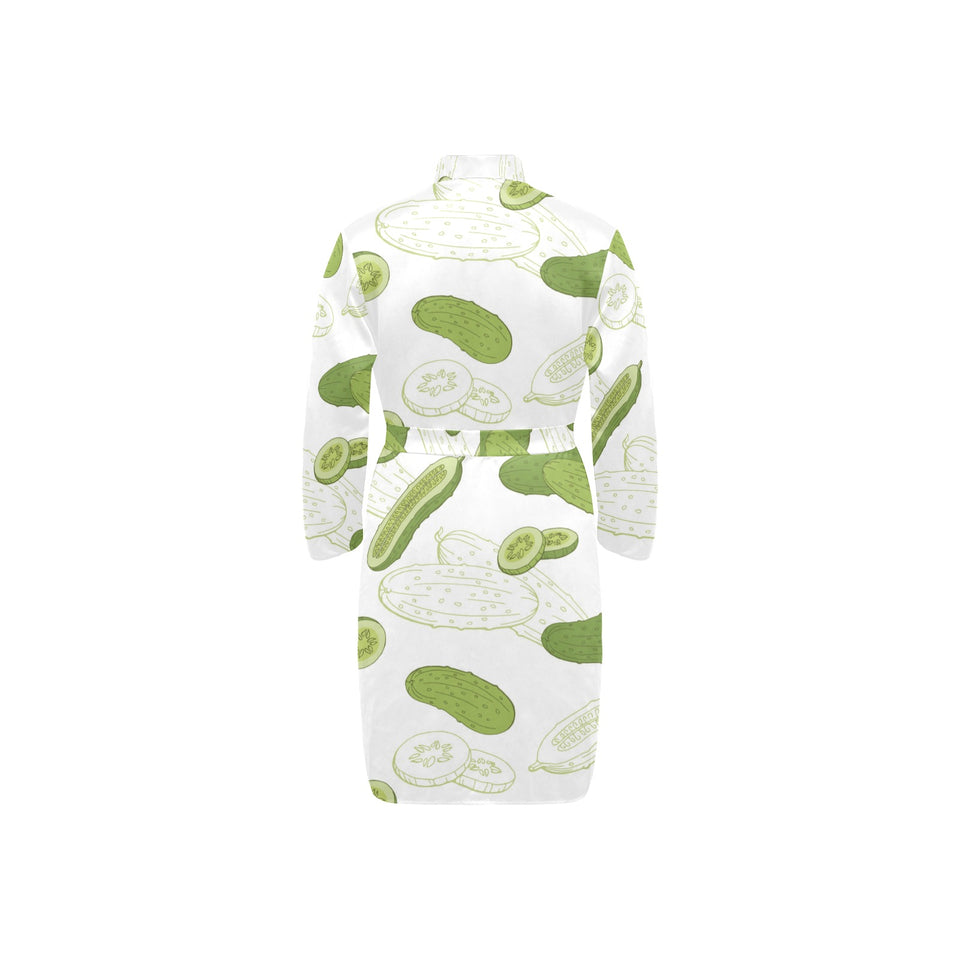 Cucumber sketch pattern Men's Long Sleeve Belted Night Robe