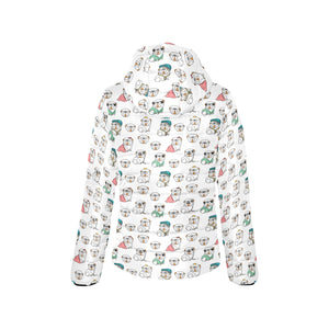 English Bulldog Pattern Print Design 03 Women's Padded Hooded Jacket