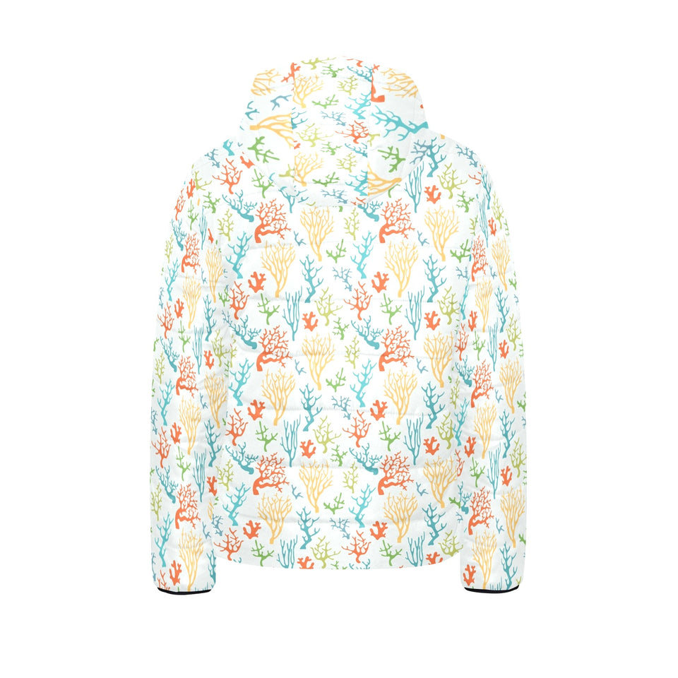 Coral Reef Pattern Print Design 02 Kids' Boys' Girls' Padded Hooded Jacket