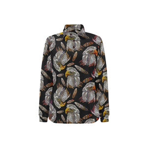 Eagle Pattern Print Design 05 Women's Long Sleeve Polo Shirt