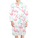 Cute flamingo pattern Men's Long Sleeve Belted Night Robe