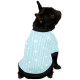 Snowflake pattern blue stripe background All Over Print Pet Dog Round Neck Fuzzy Shirt