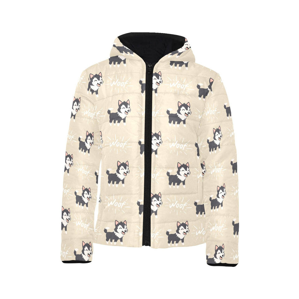 Cute Siberian Husky Kids' Boys' Girls' Padded Hooded Jacket