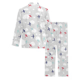 Airplane cloud grey background Men's Long Pajama Set