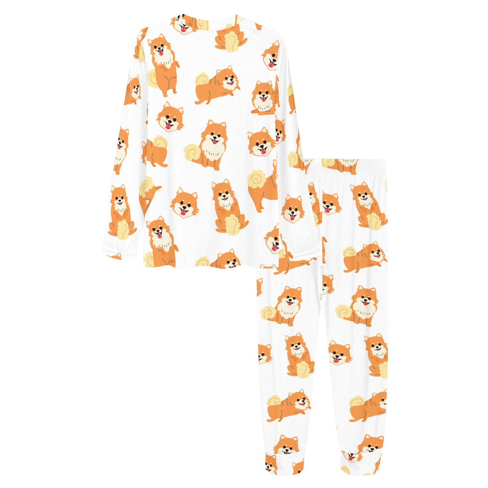 Brown pomeranian pattern Women's All Over Print Pajama Set