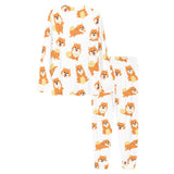 Brown pomeranian pattern Women's All Over Print Pajama Set