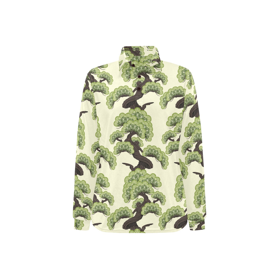 Bonsai pattern Women's Long Sleeve Polo Shirt