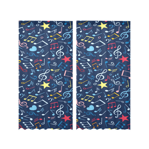 Music Notes Pattern Print Design 03 Gauze Curtain