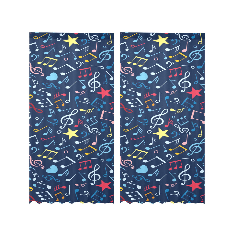 Music Notes Pattern Print Design 03 Gauze Curtain