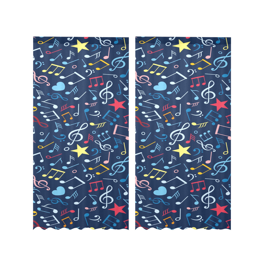 Music Notes Pattern Print Design 03 Gauze Curtain