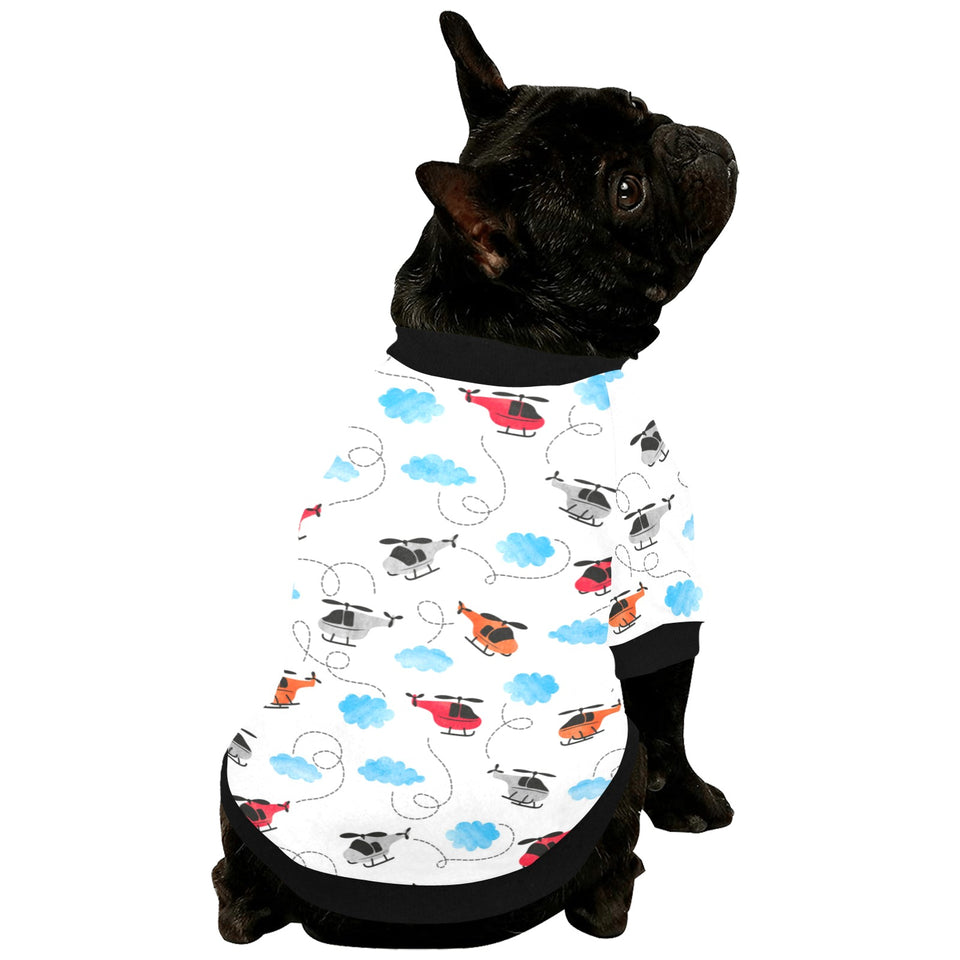 Watercolor helicopter cloud pattern All Over Print Pet Dog Round Neck Fuzzy Shirt
