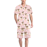 Cute unicorn pug pattern Men's V-Neck Short Pajama Set