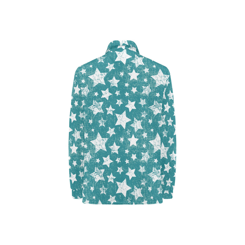 Vintage star pattern Women's Long Sleeve Polo Shirt