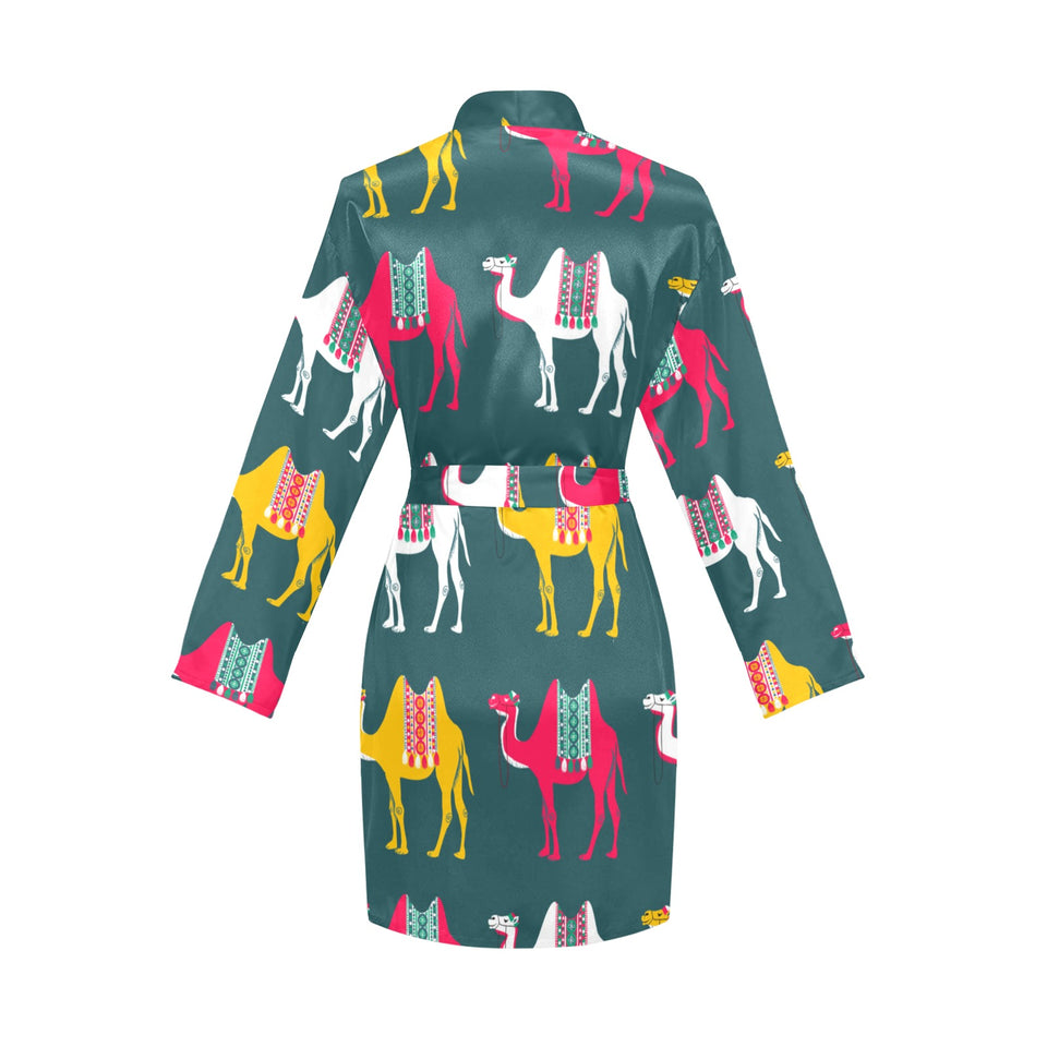Camel pattern Women's Long Sleeve Belted Night Robe