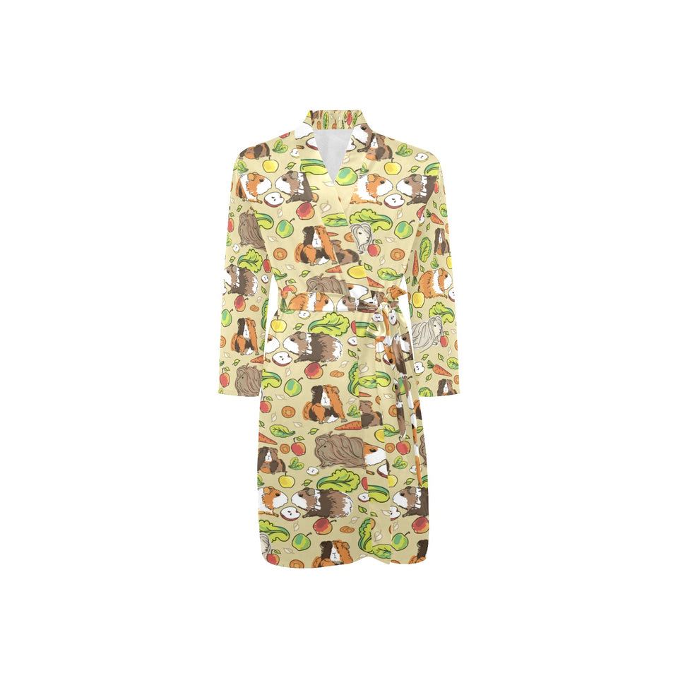 Guinea Pig Pattern Print Design 04 Men's Long Sleeve Belted Night Robe